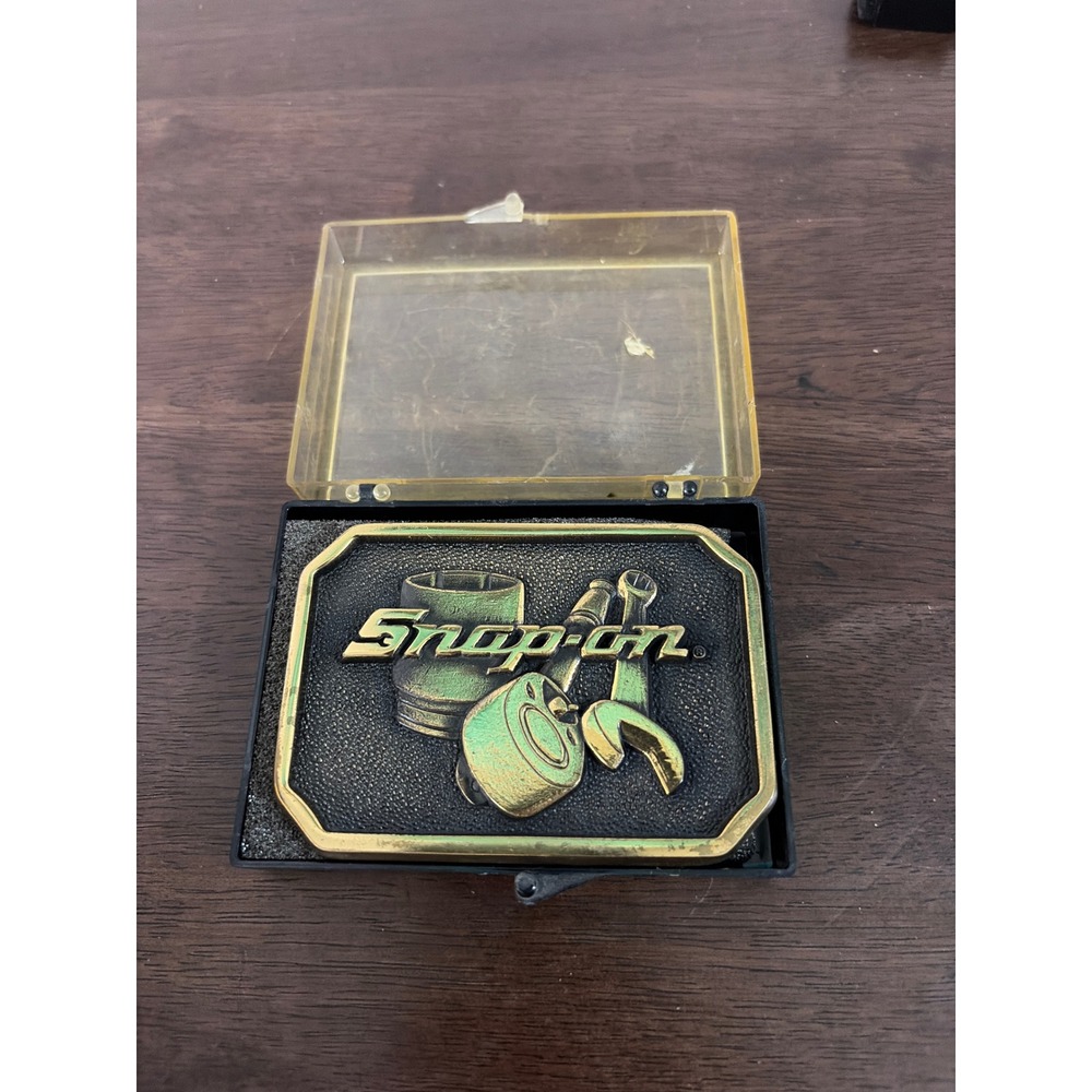 Snap-On Tools Vintage Belt Buckle Solid Brass SPP-513 Made in USA with Case